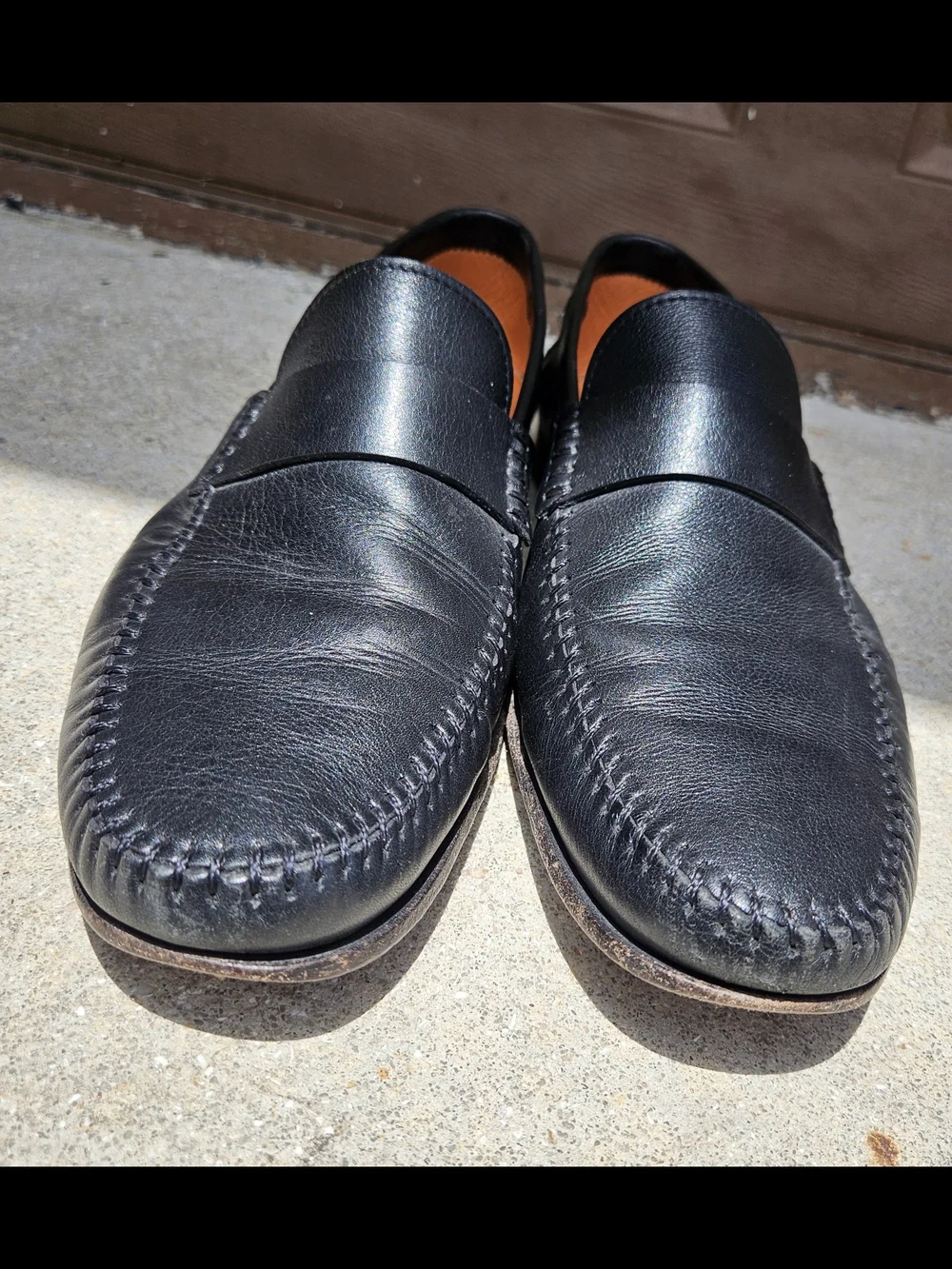 SANTONI Casual Dress Shoes Soft Black Leather Italian Slip On Loafers  Size 11D